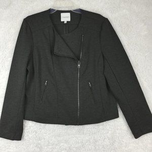 Catherine Malandrino Women Jacket Moto Full Zip Charcoal Gray Stretch‎ XL